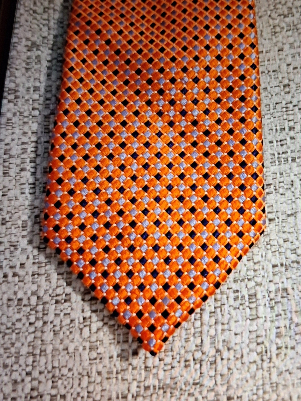 Tommy Hilfiger Orange and Blue Woven Pattern Tie